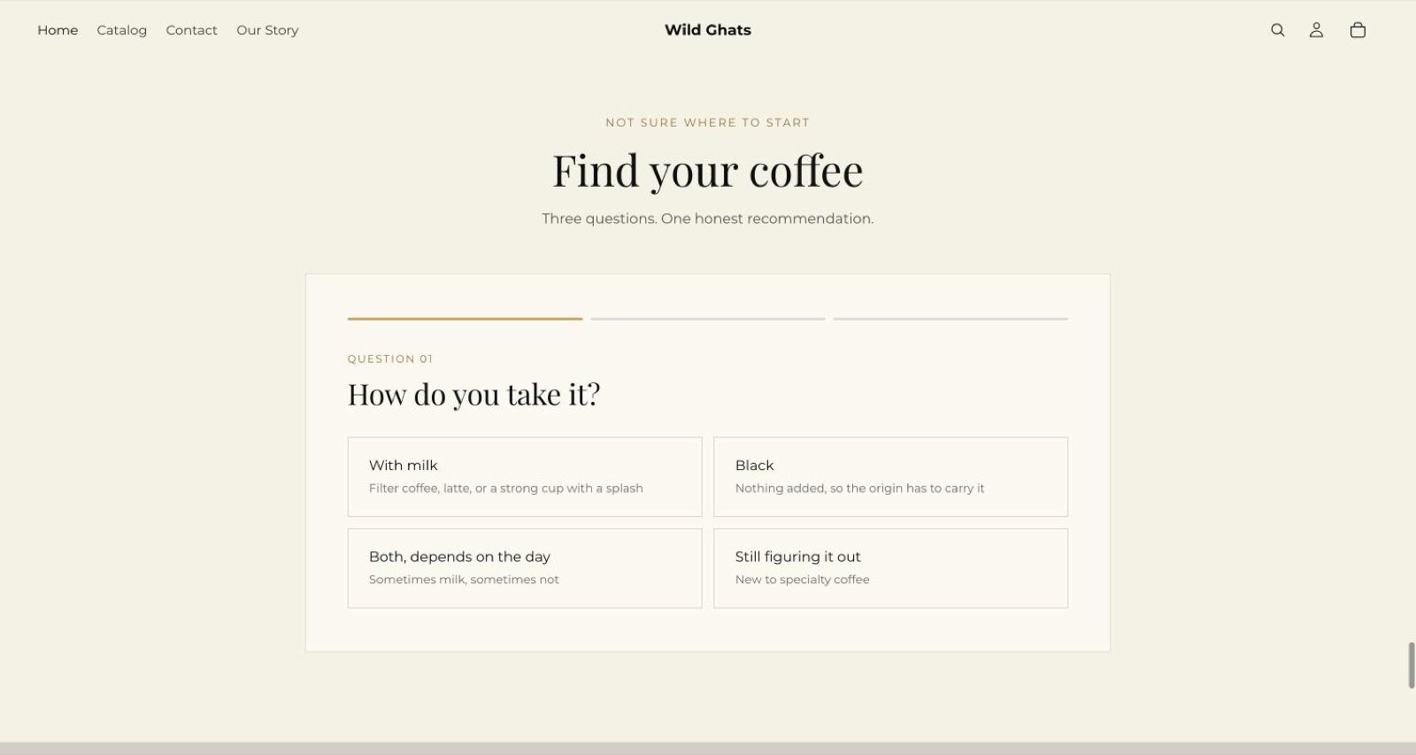 Coffee finder quiz